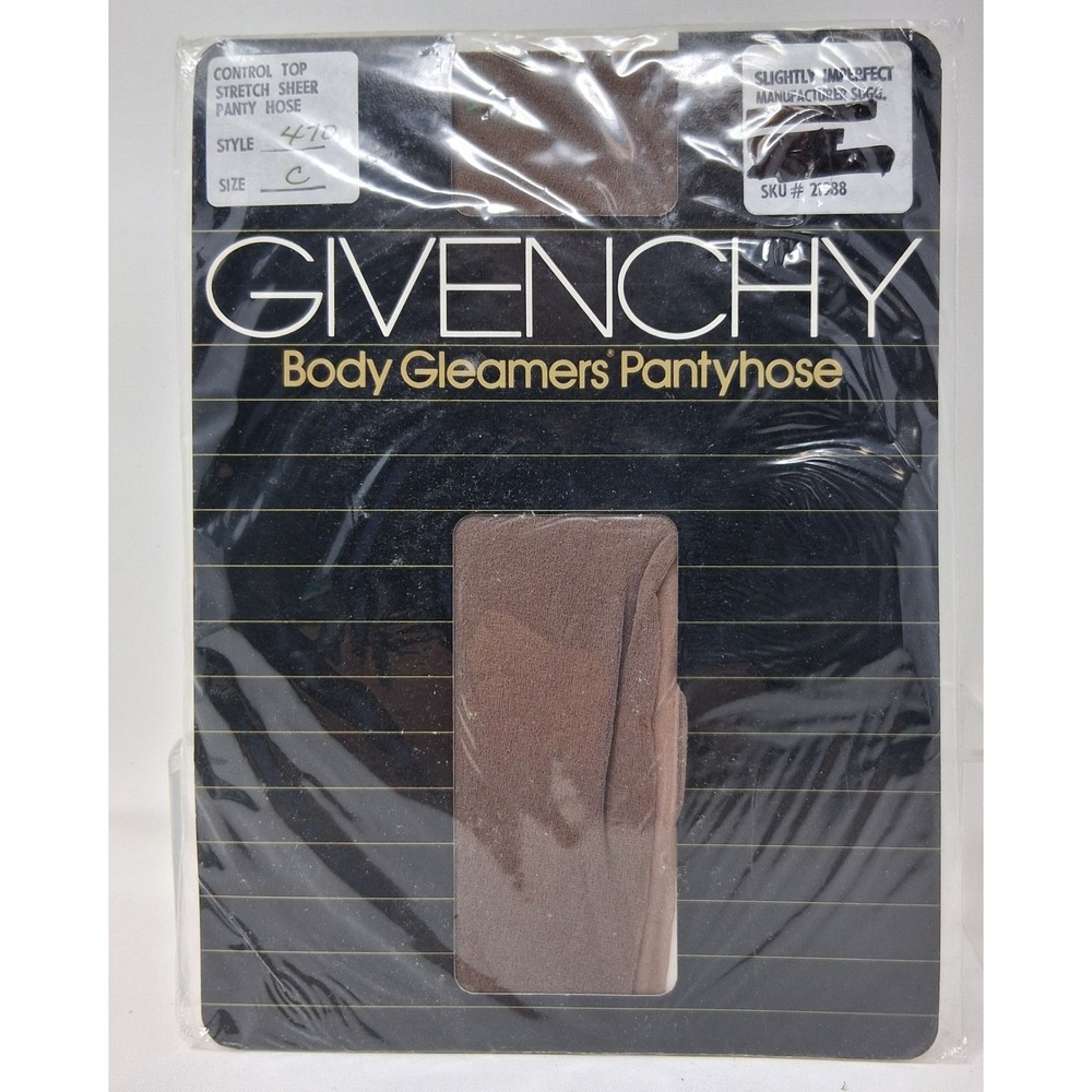Givenchy Body Gleamers Pantyhose Vintage Control Top Sheer Shimmer Brown Size C